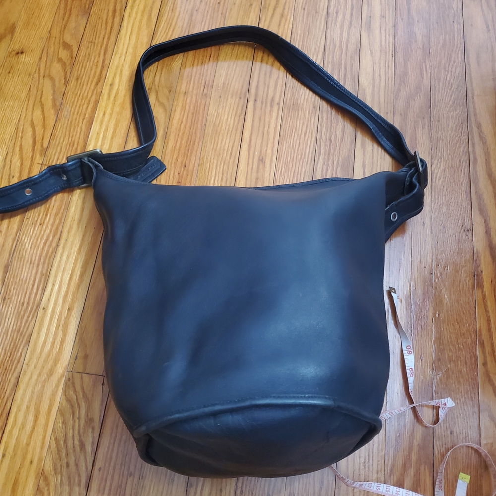 Y2K Coach AUTHENTIC Big Zipper VINTAGE Black Leather Shoulder BUCKET Bag